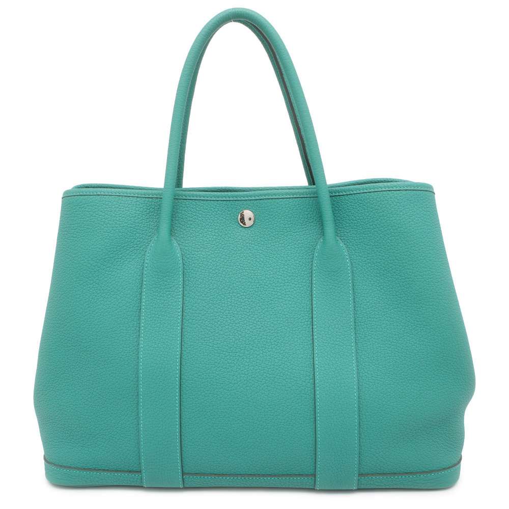 HERMES Garden Party Vert Veron Negonda Leather Size PM