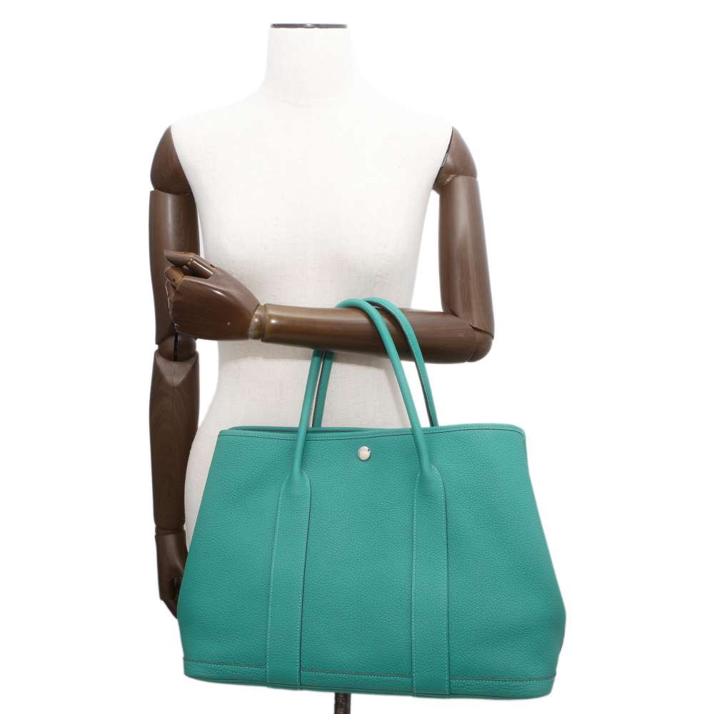 HERMES Garden Party Vert Veron Negonda Leather Size PM