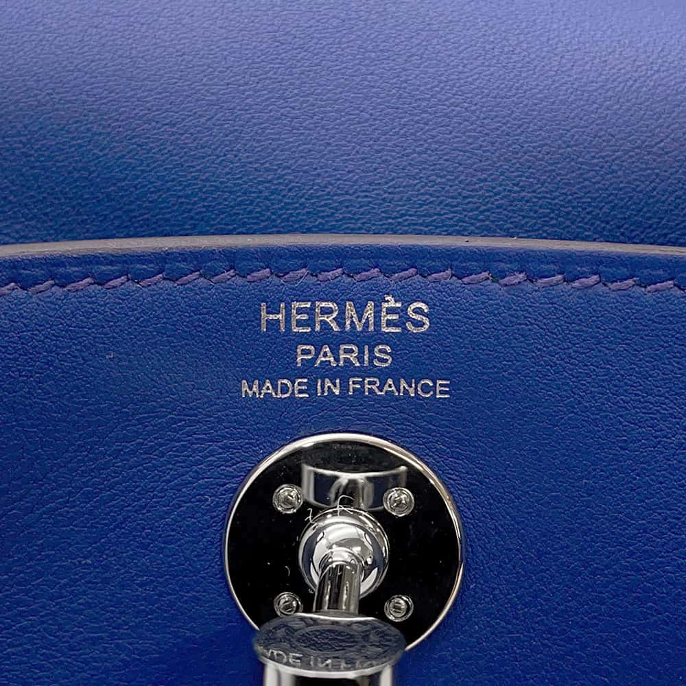 HERMES Lindy Verso Blue Royale/Bamboo Swift Leather Size Mini