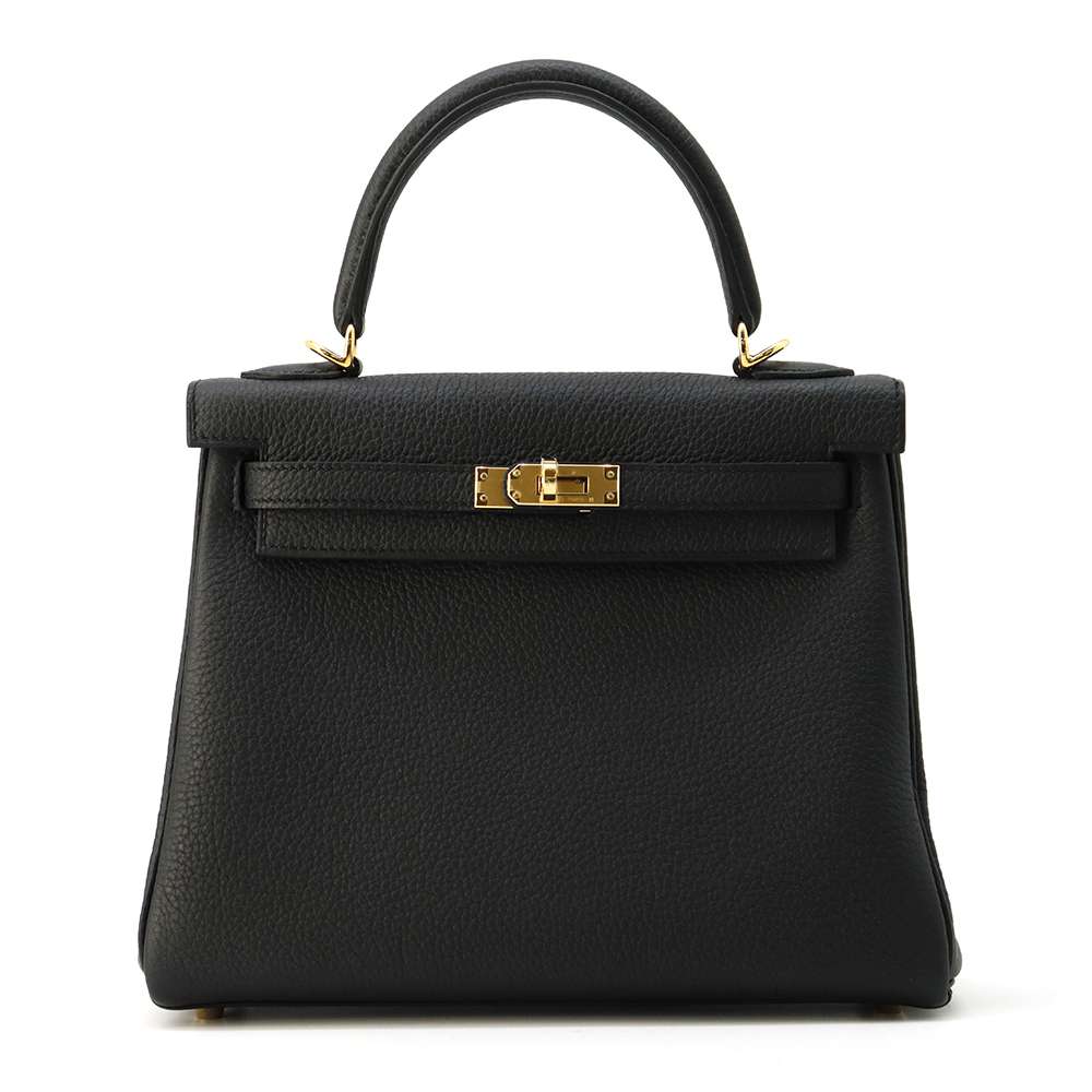 HERMES Kelly Retourne Black Togo Leather Size 25