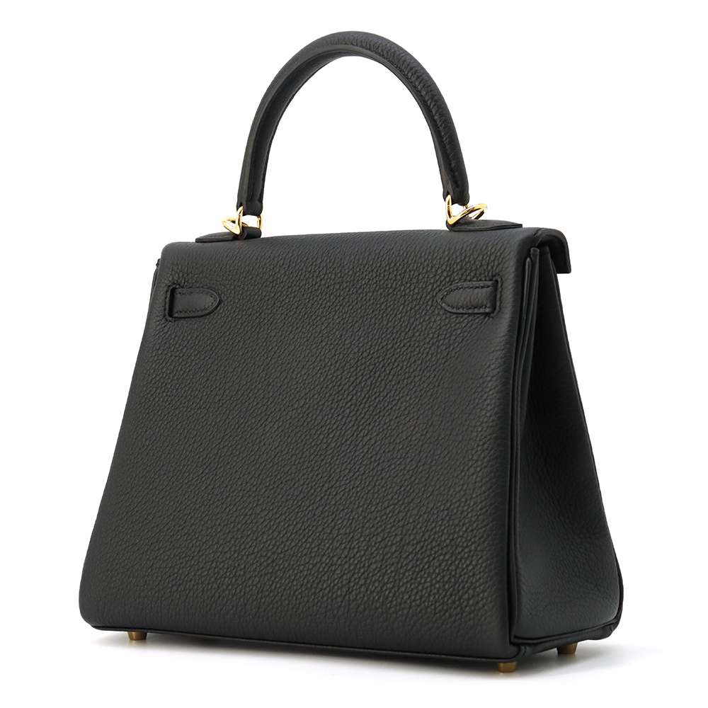 HERMES Kelly Retourne Black Togo Leather Size 25