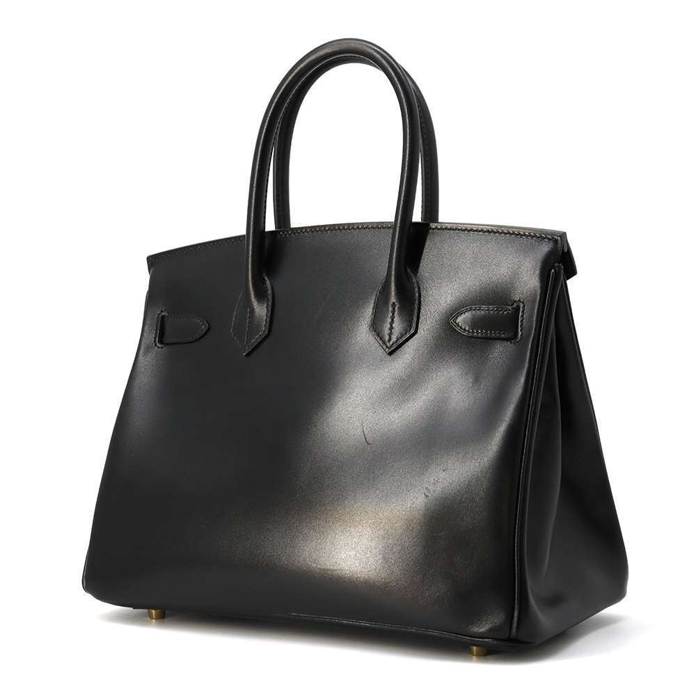 HERMES Birkin Black Box Calf Leather Size 30