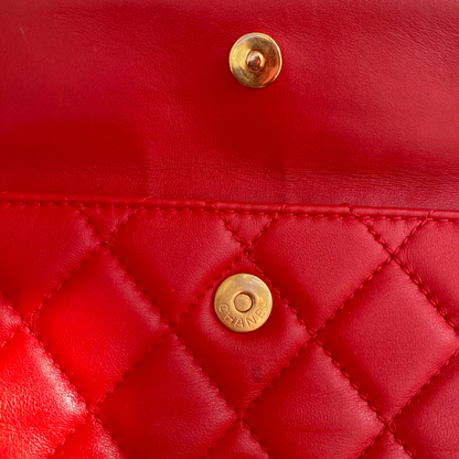 Chanel Red Leather Matelasse shoulder Bag