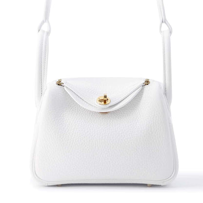 HERMES Lindy New White Taurillon Clemence Size Mini