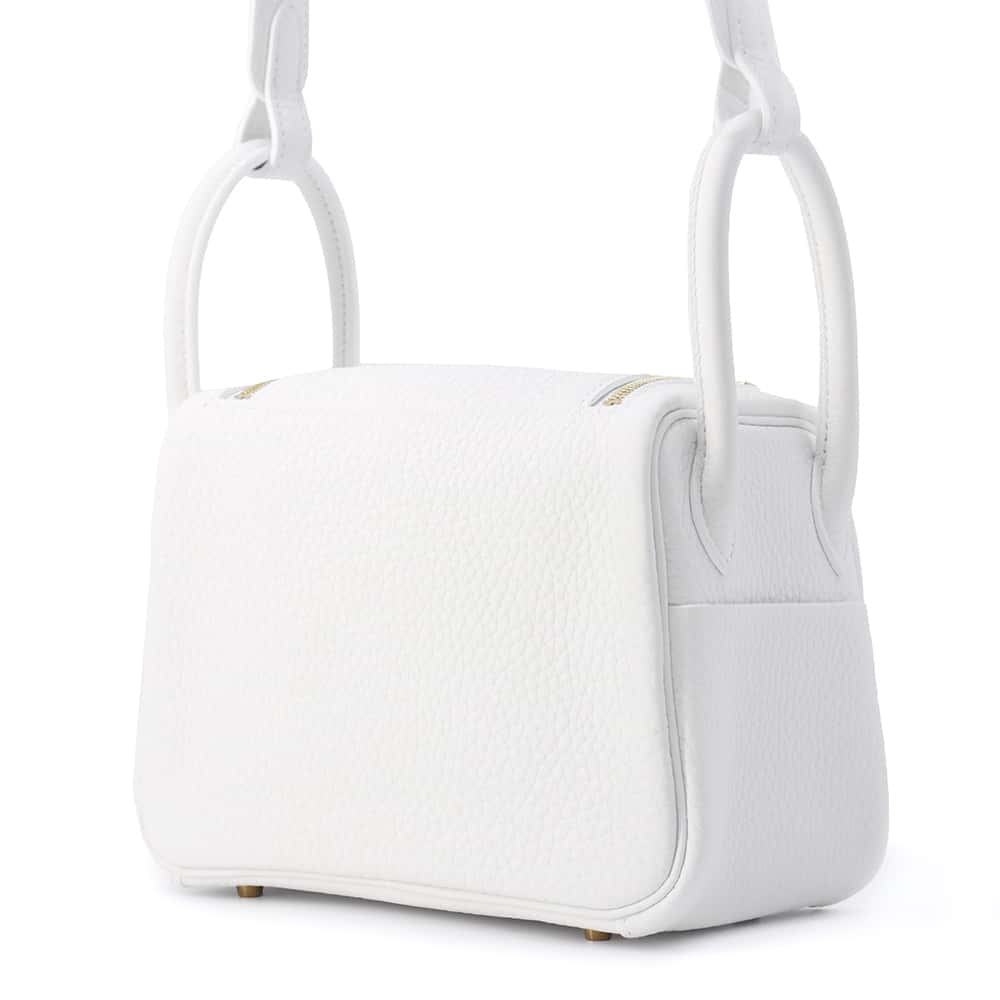 HERMES Lindy New White Taurillon Clemence Size Mini