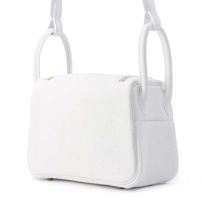 HERMES Lindy New White Taurillon Clemence Size Mini