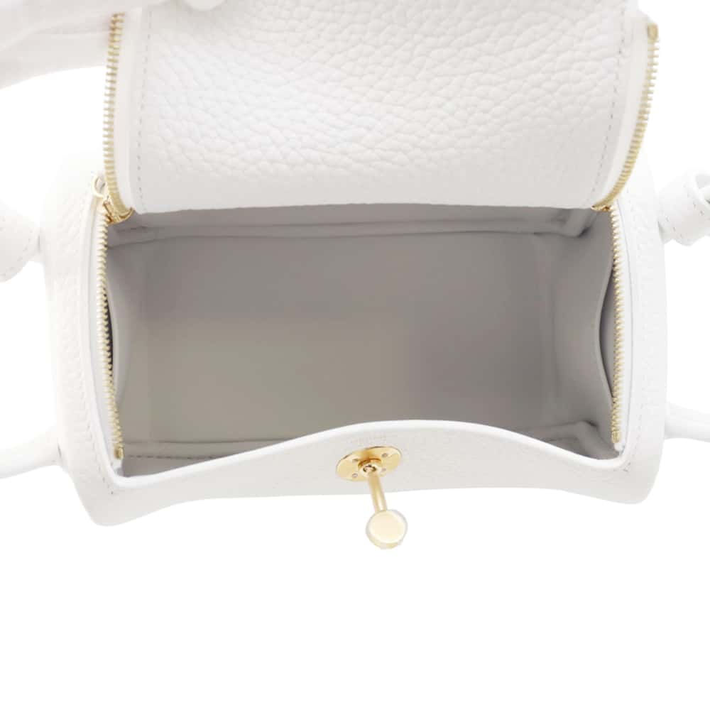 HERMES Lindy New White Taurillon Clemence Size Mini