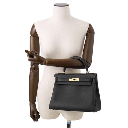 HERMES Kelly Retourne Black Togo Leather Size 28