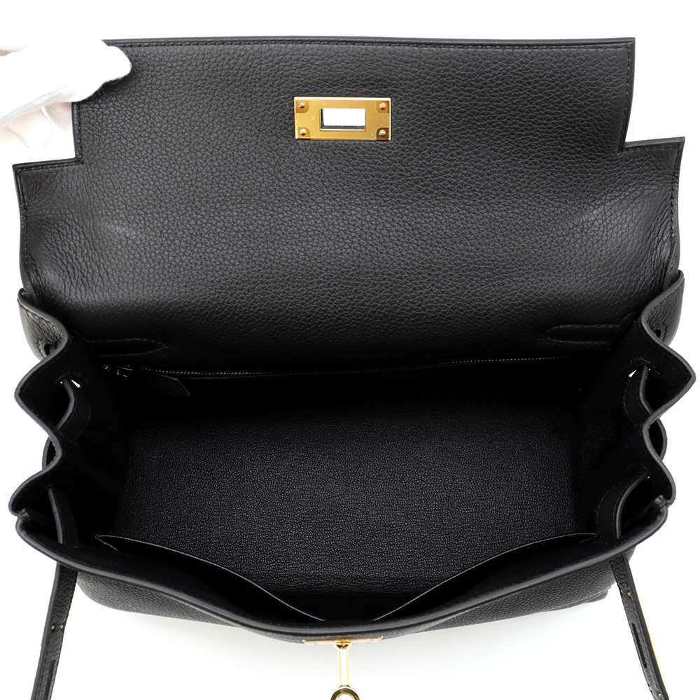 HERMES Kelly Retourne Black Togo Leather Size 28