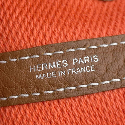 HERMES Garden Party Verso Gold/Ecru/Orange Negonda Leather Toile H Size TPM