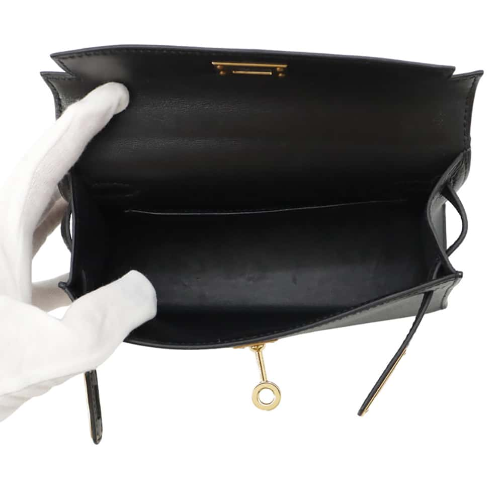 HERMES Mini kelly do Black Epsom