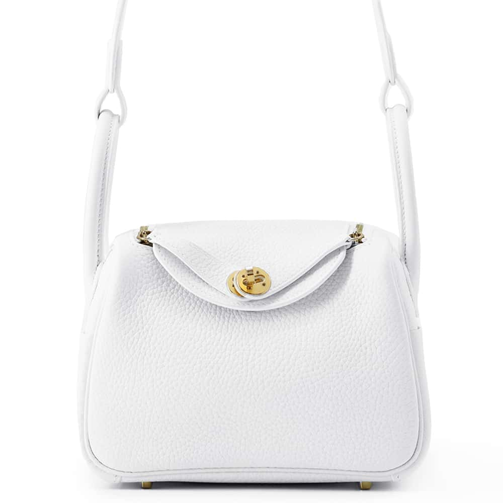 HERMES Lindy New White Taurillon Clemence Size Mini