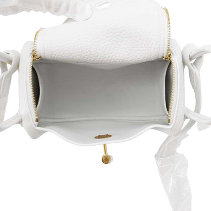 HERMES Lindy New White Taurillon Clemence Size Mini