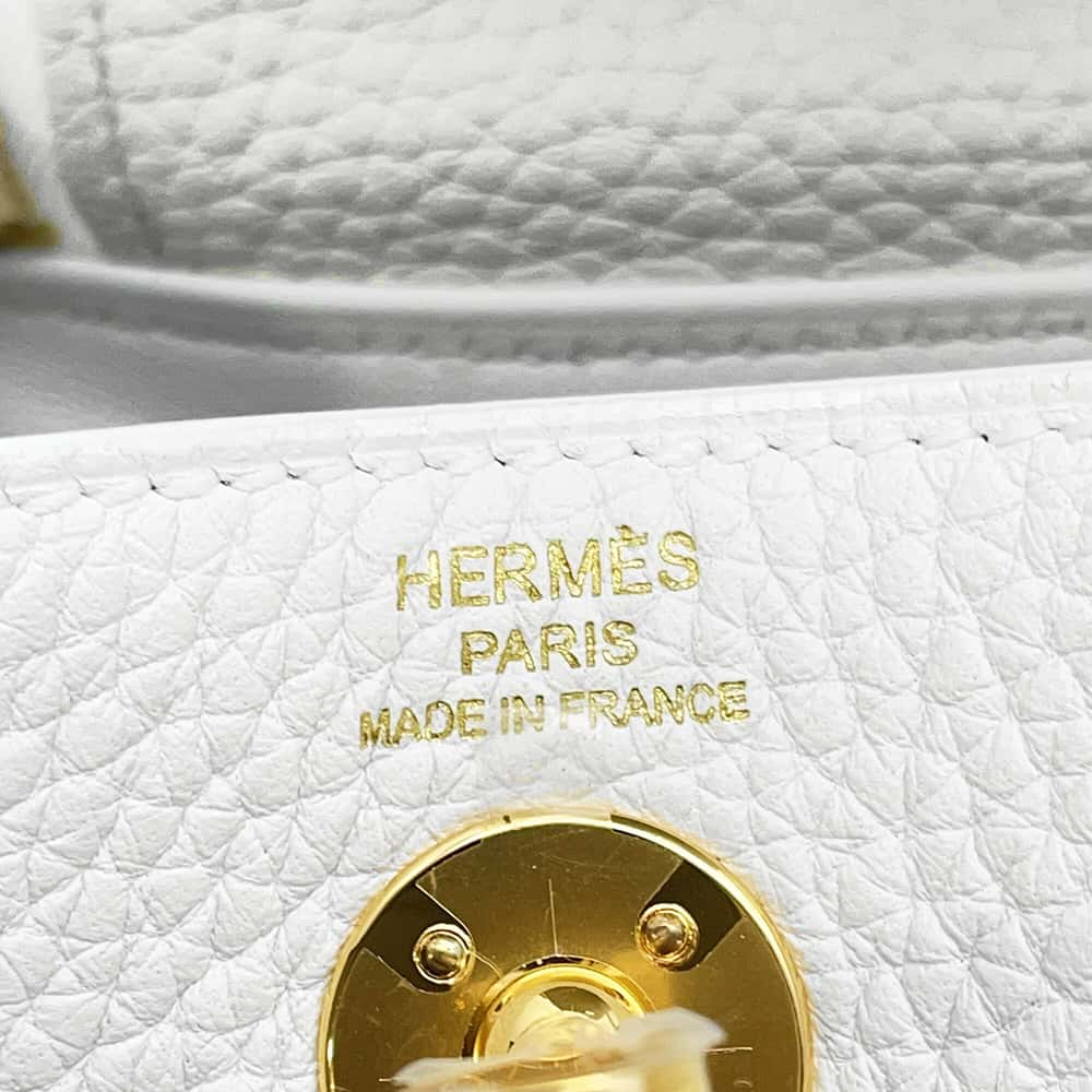 HERMES Lindy New White Taurillon Clemence Size Mini