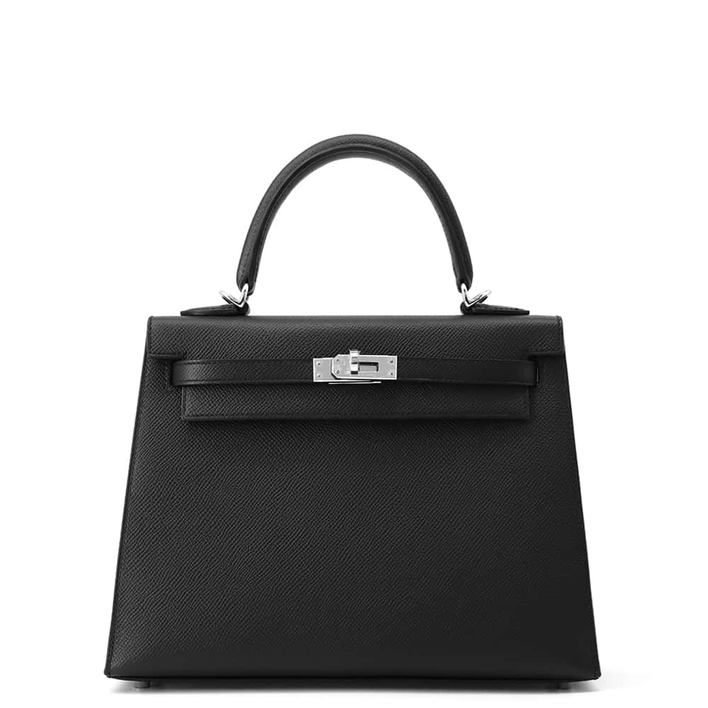 HERMES Kelly Sellier Black Epsom Size 25