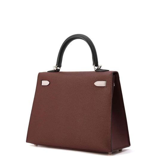 HERMES Kelly Sellier tricolor RougeSellier/Black/Mauve Pale Epsom Size 25