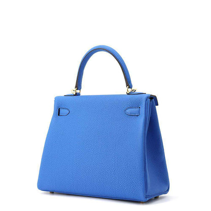 HERMES Kelly Retourne Blue Hydra Togo Leather Size 25