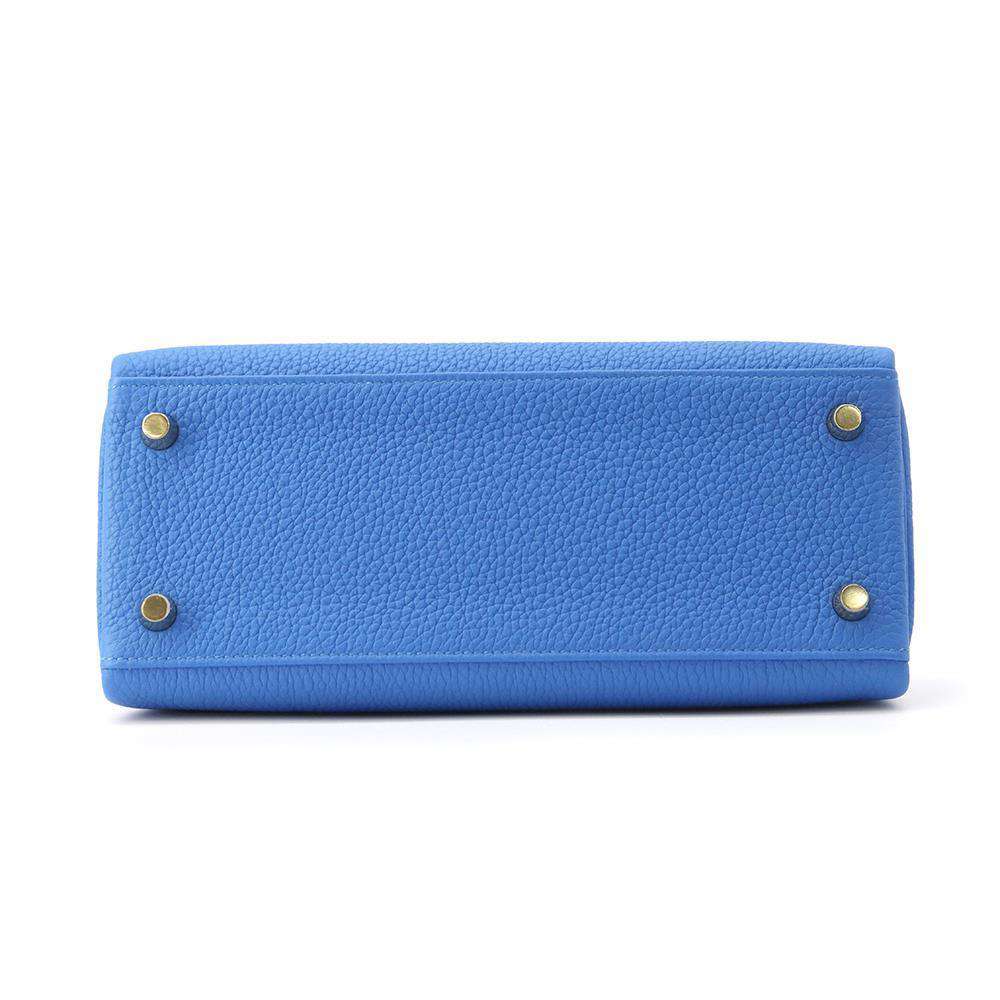 HERMES Kelly Retourne Blue Hydra Togo Leather Size 25