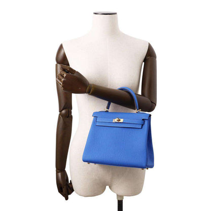 HERMES Kelly Retourne Blue Hydra Togo Leather Size 25