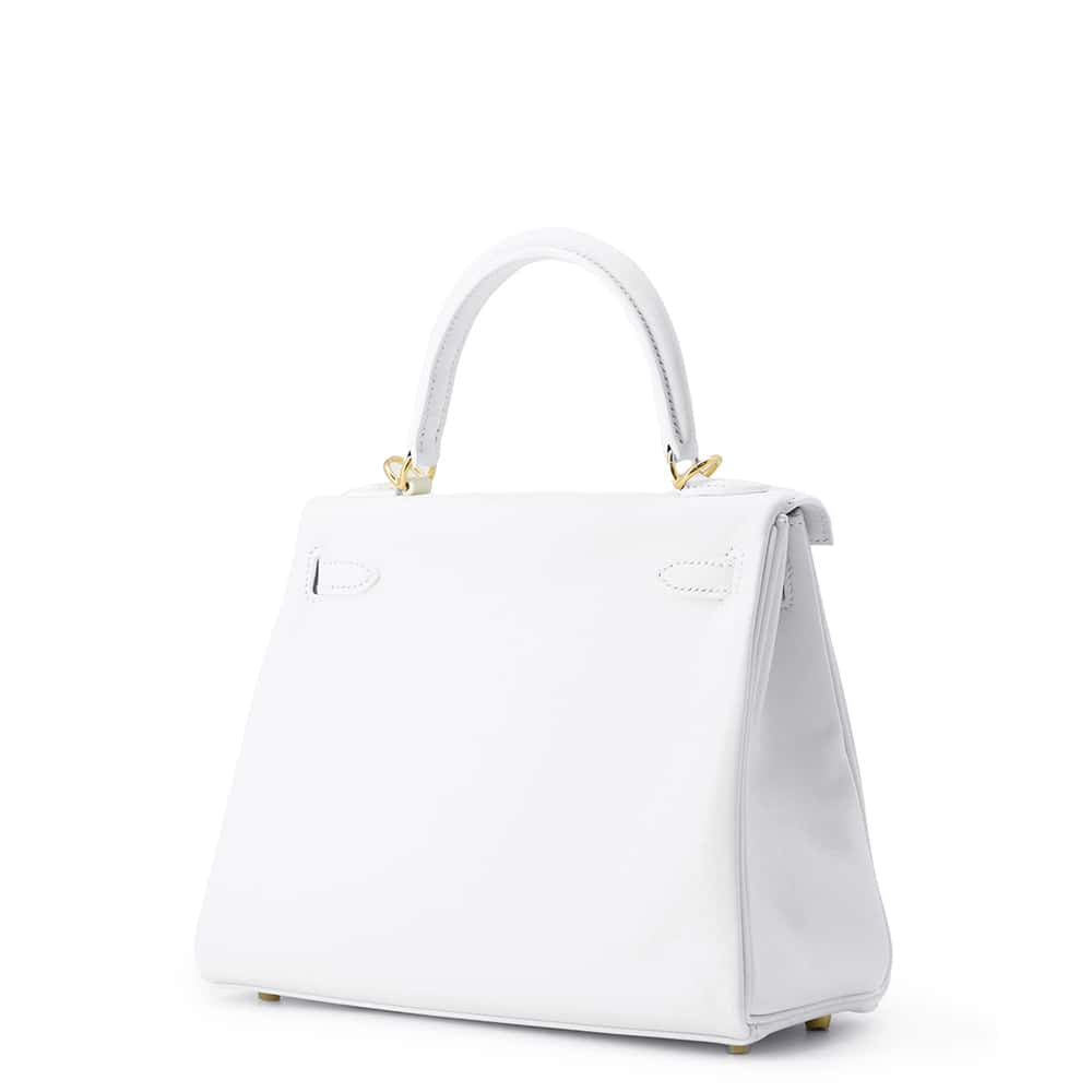 HERMES Kelly Retourne New White Swift Leather Size 25