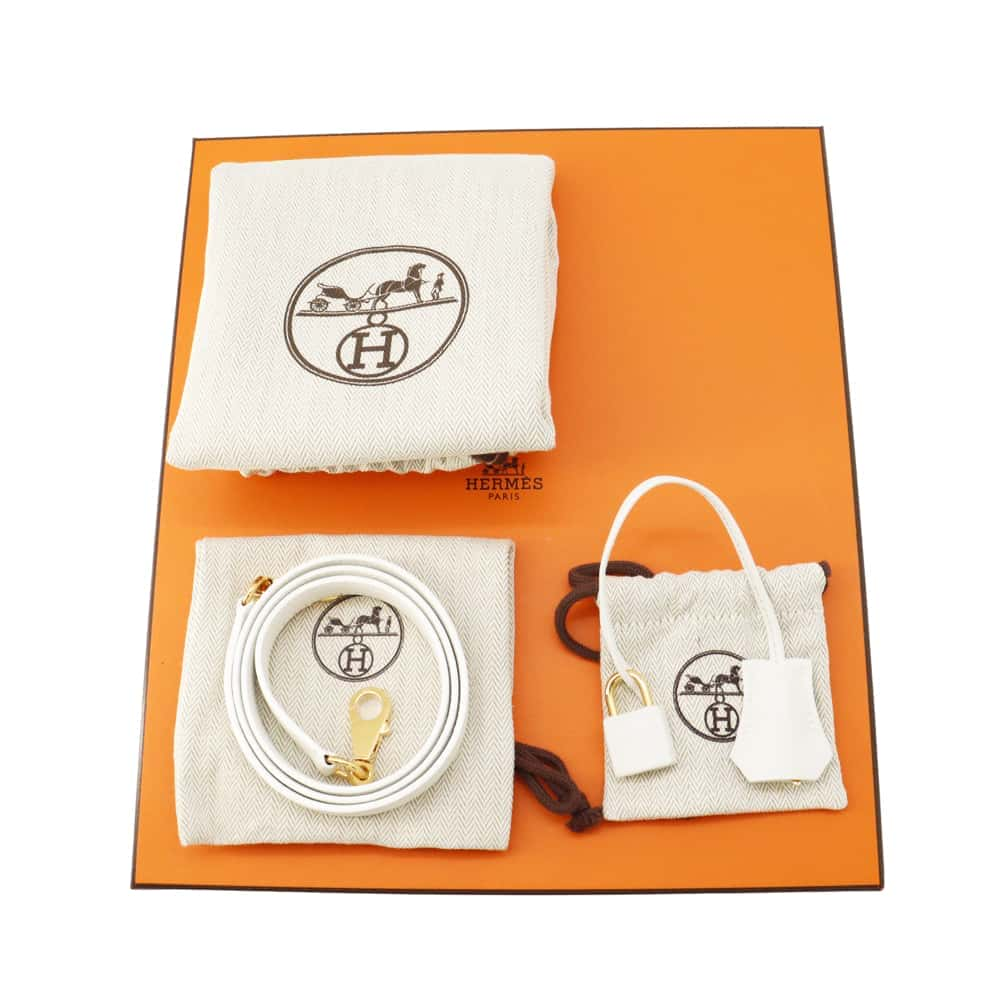 HERMES Kelly Retourne New White Swift Leather Size 25