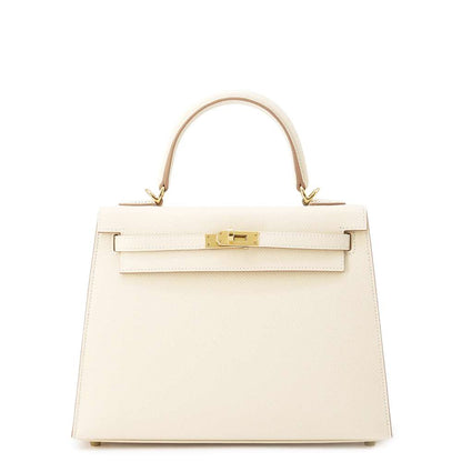 HERMES Kelly Sellier Craie Epsom Size 25