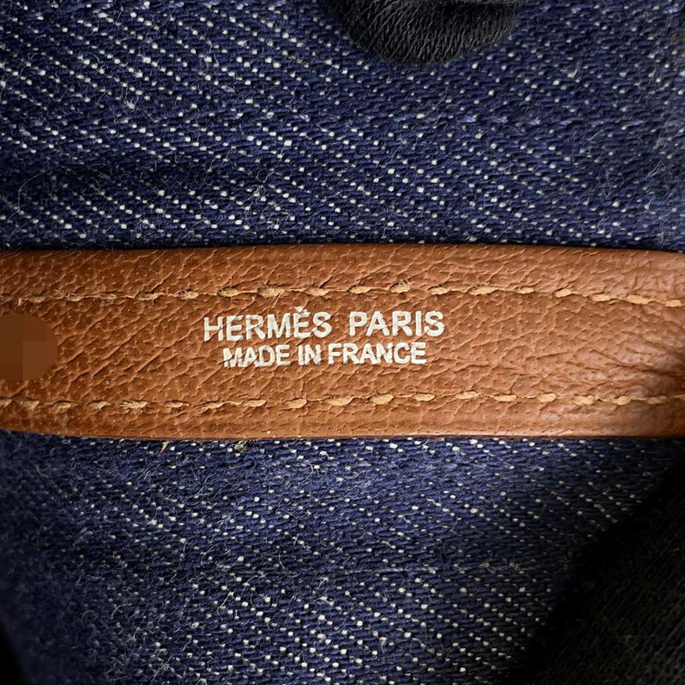 HERMES Garden Party Gold/Navy Toile denim canelé Size PM