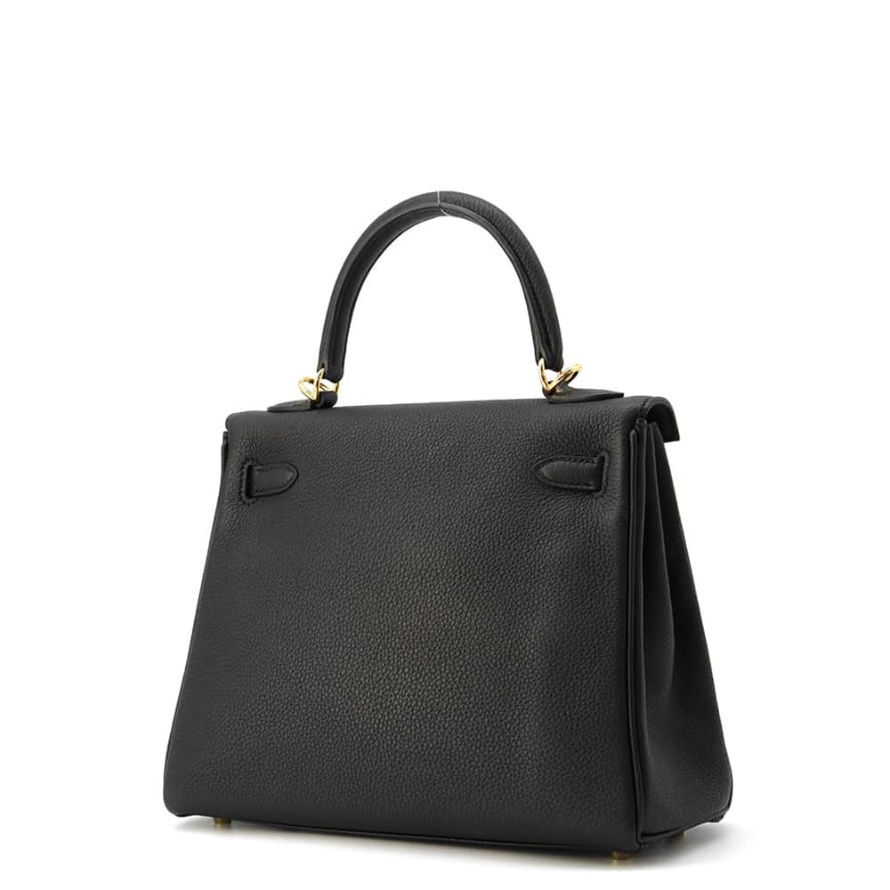 HERMES Kelly Retourne Black Togo Leather Size 25