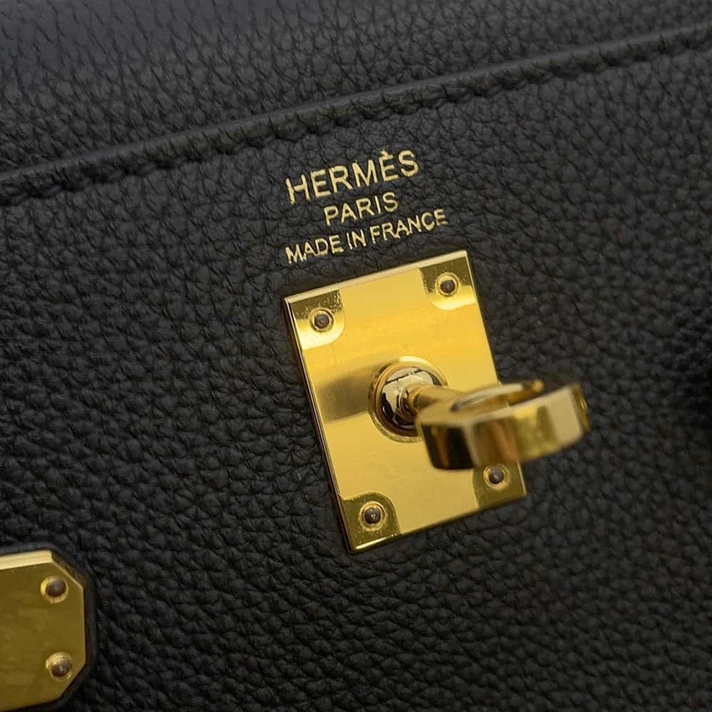 HERMES Kelly Retourne Black Togo Leather Size 25