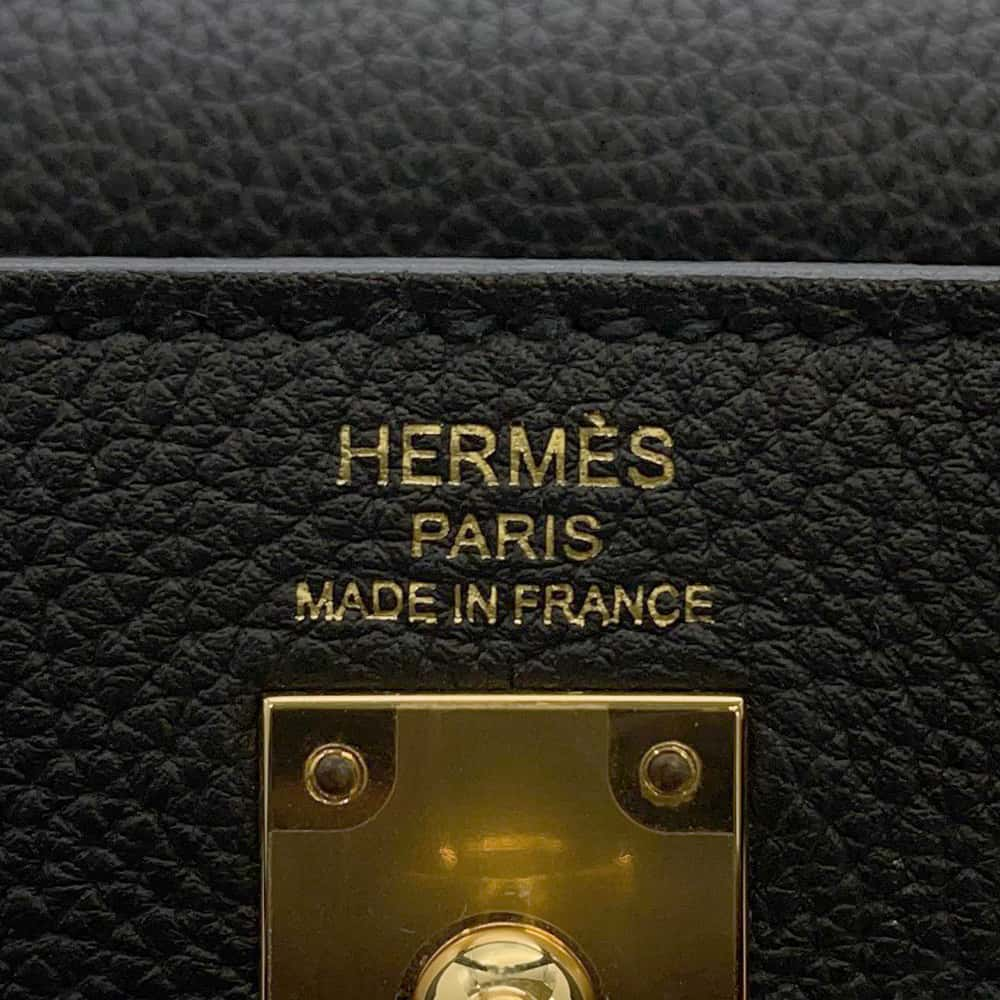 HERMES Kelly Retourne Black Togo Leather Size 25