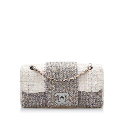 Chanel CC Flap Bag Grey Tweed Silver