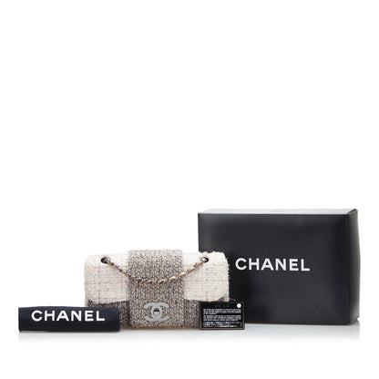 Chanel CC Flap Bag Grey Tweed Silver