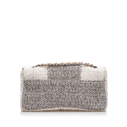 Chanel CC Flap Bag Grey Tweed Silver