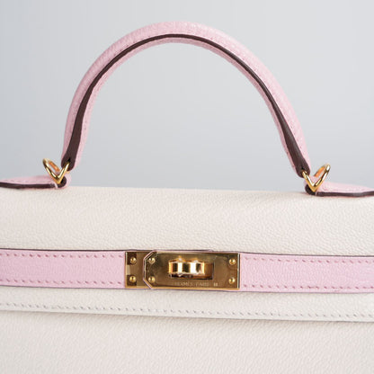 Hermes Mini Kelly  20cm HSS In Chèvre  mysore Nata with Rose Sakura