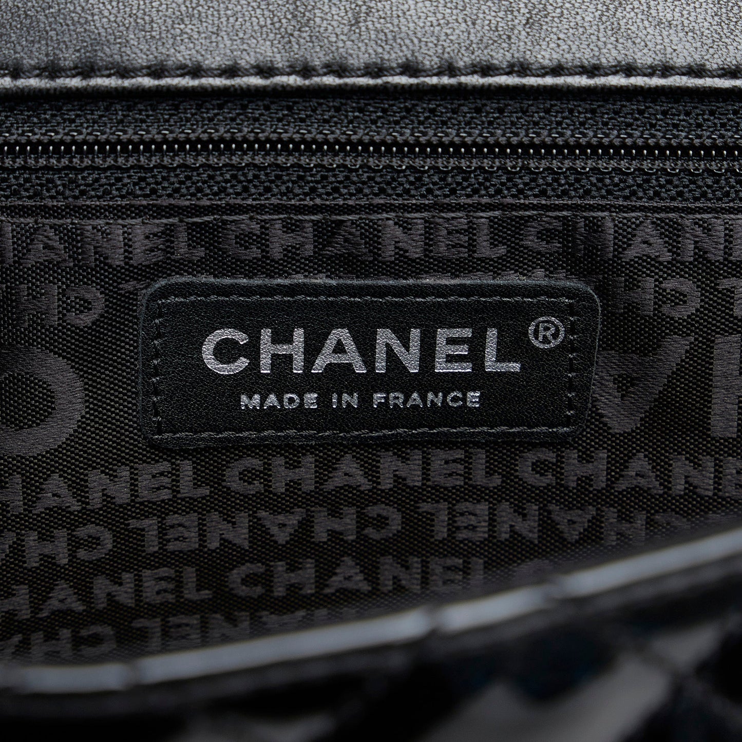 Chanel CC Chain-Through Flap Bag Medium Black Patent Leather Silver