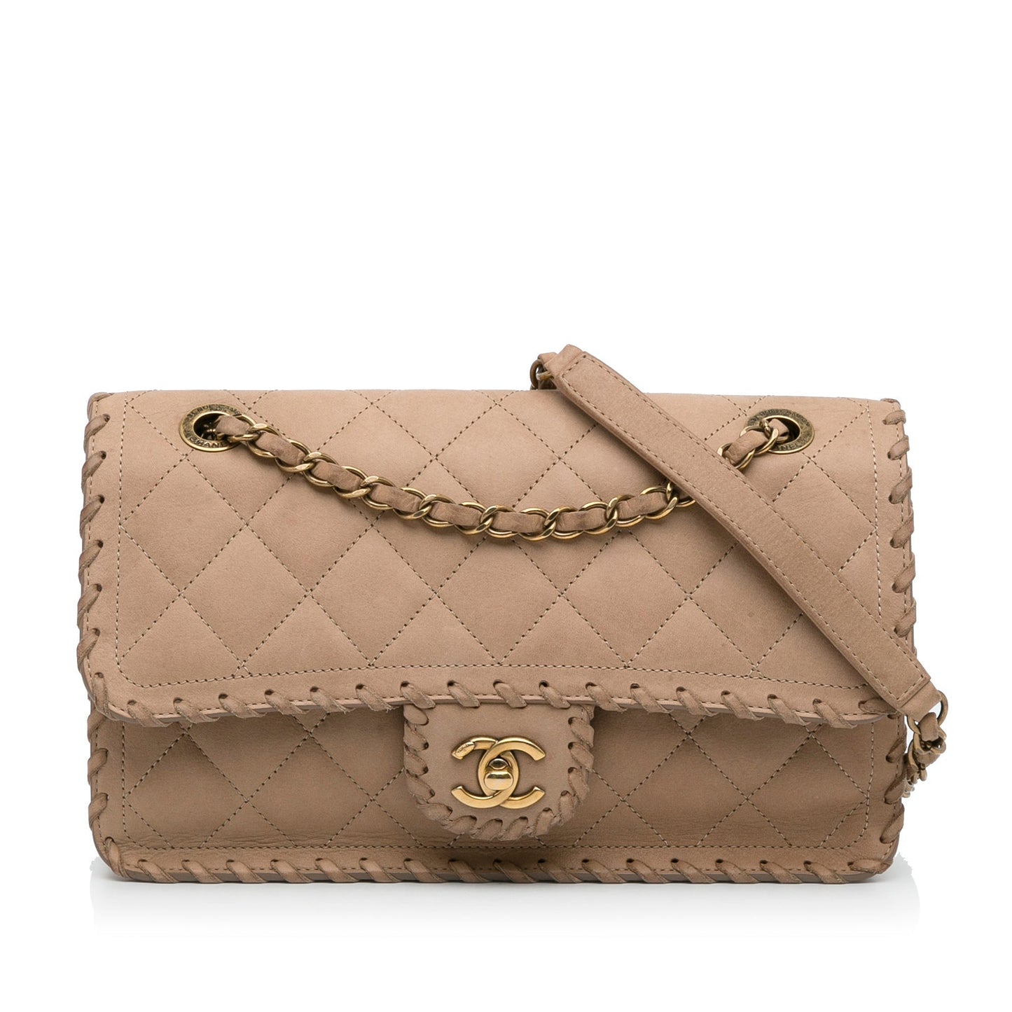 Chanel Happy Stitch Flap Bag Brown Calfskin Gold