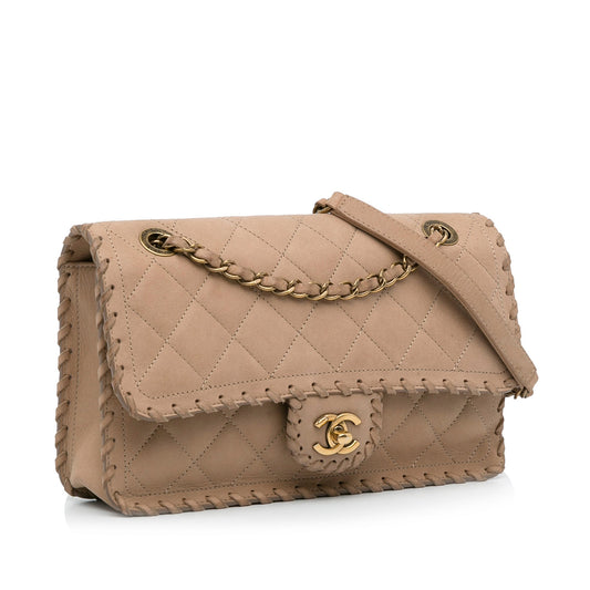 Chanel Happy Stitch Flap Bag Brown Calfskin Gold