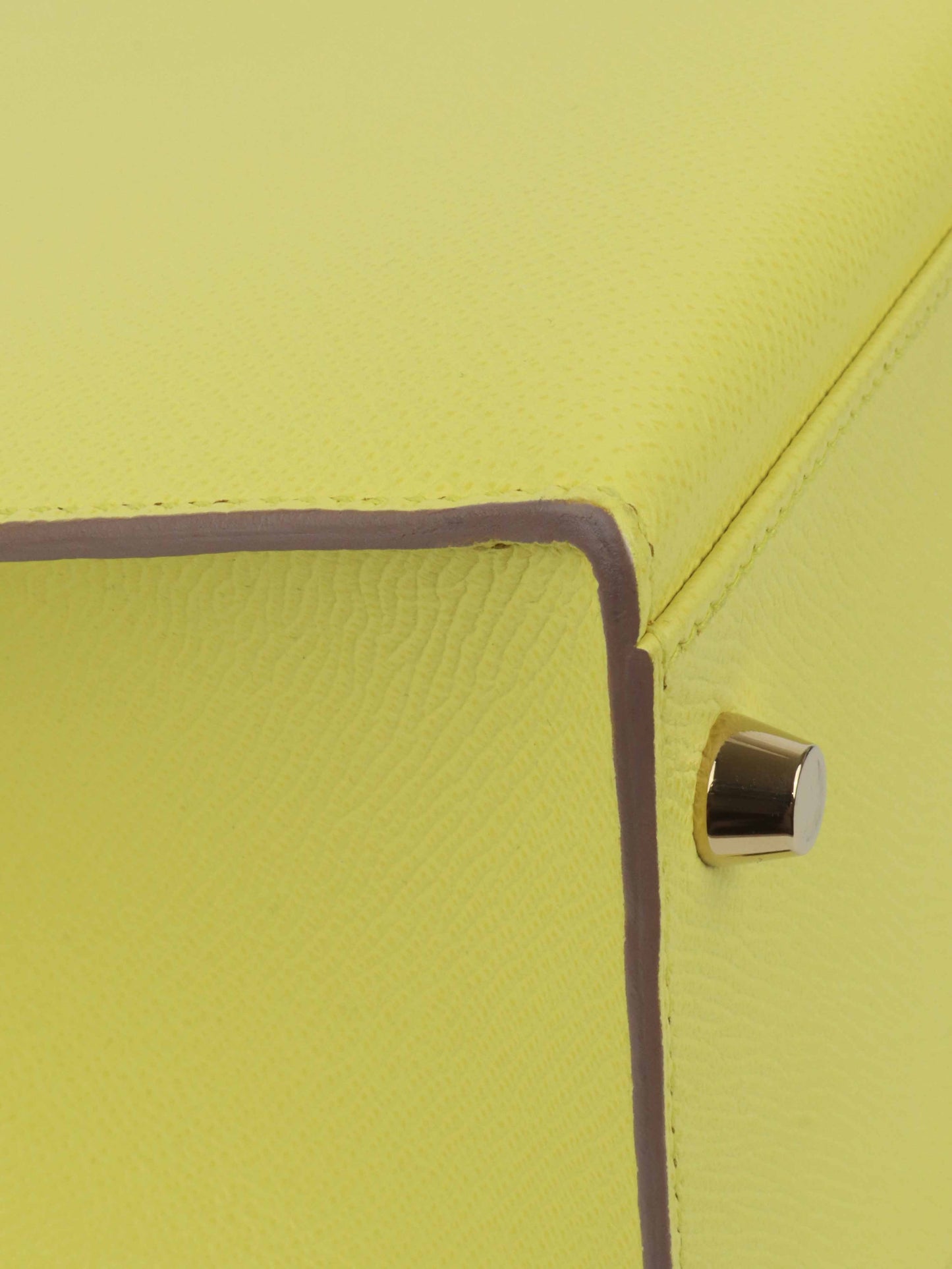 Hermes Kelly 32 Epsom Lime RHW Stamp Square Q.