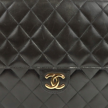 Chanel Flap Bag Push Lock Medium Black Lambskin Gold