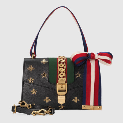 Gucci SyLouis Vuittonie Bee Star Small Shoulder Bag Black