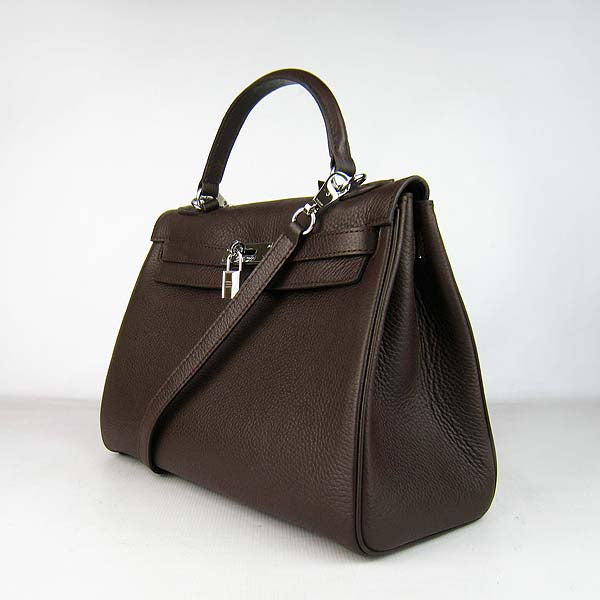 Hermes Kelly 32cm Togo Leather 6108 Dark Coffee Silver