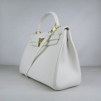 Hermes Kelly 32cm Togo Leather HandBag 6108 White Golden