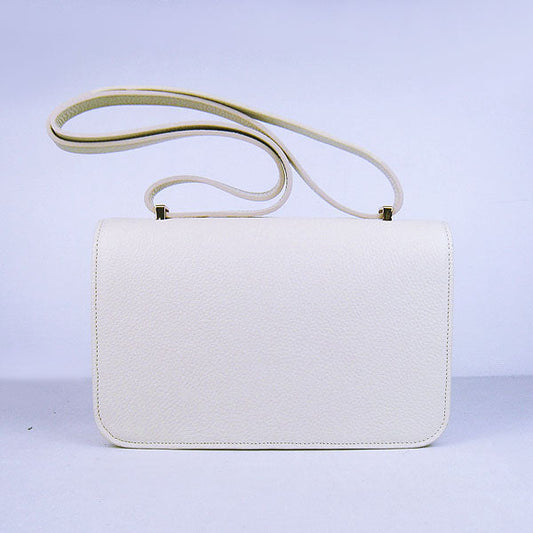 Hermes Calf Leather Message Bag H020 Beige Golden