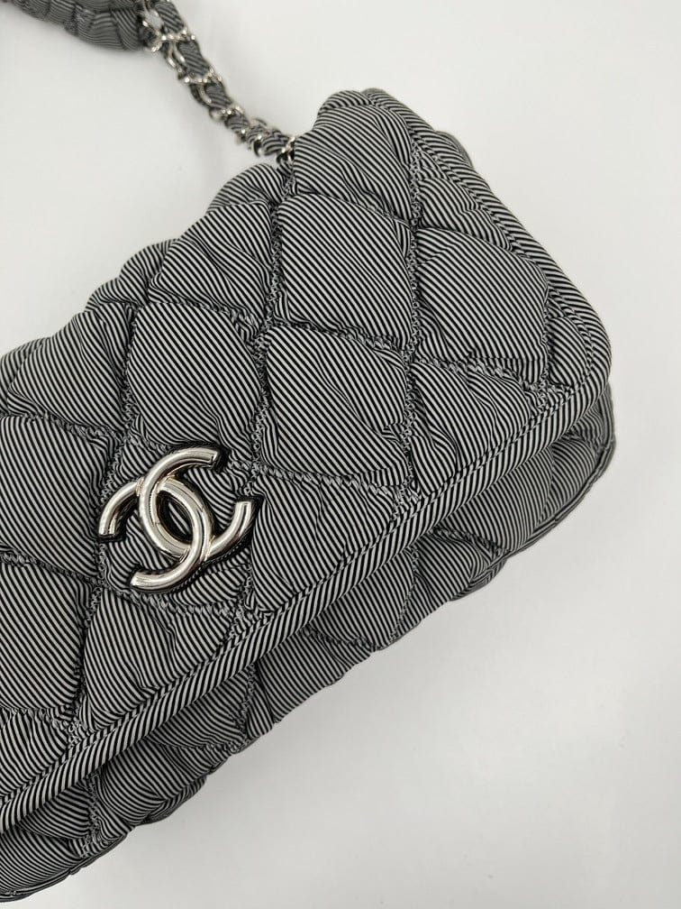 Chanel Striped Bubble Quilted Shoulder Bag