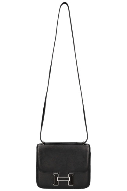 HERMES Constance Bag 18 Emaille H Closure Swift Black