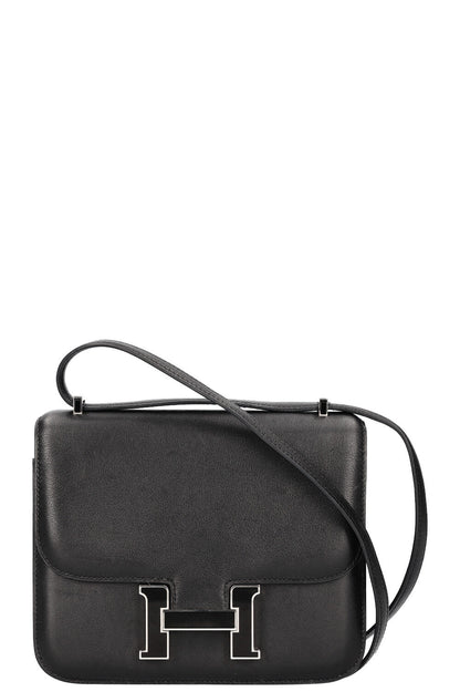 HERMES Constance Bag 18 Emaille H Closure Swift Black