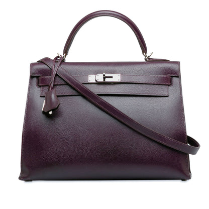 Hermes 2002 Veau Graine Lisse Kelly Sellier 32 Satchel