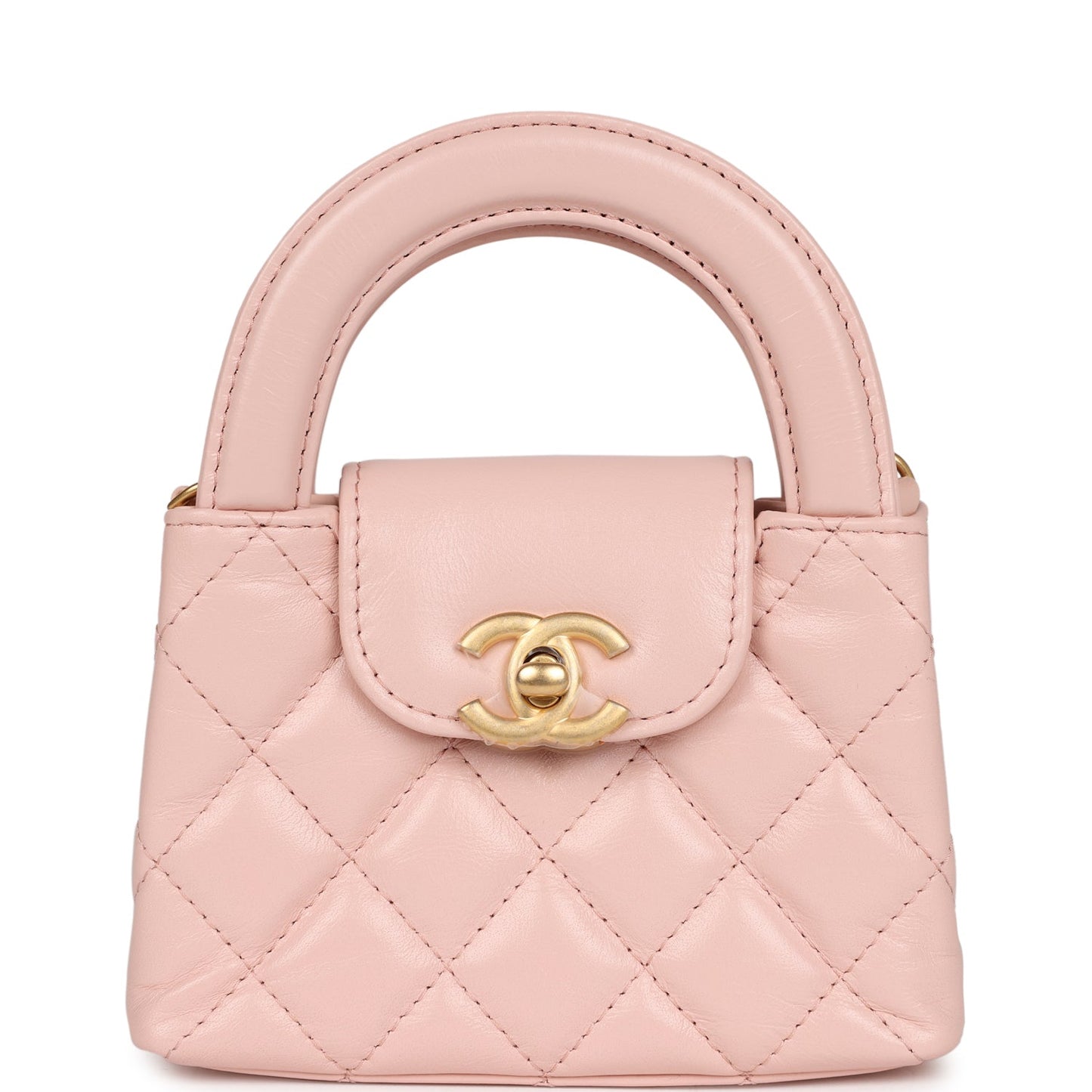 Chanel Nano Kelly Shopper Light Pink Shiny Aged Calfskin Brushed Gold Hardware