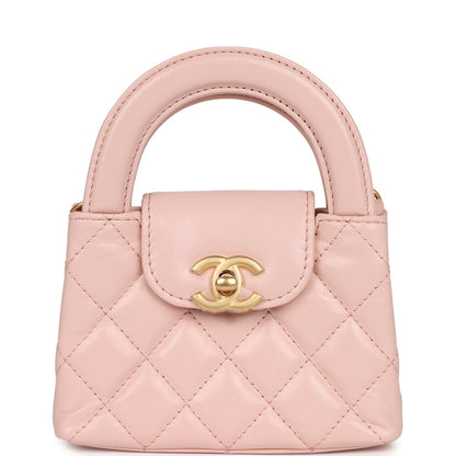 Chanel Nano Kelly Shopper Light Pink Shiny Aged Calfskin Brushed Gold Hardware