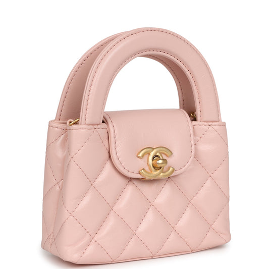 Chanel Nano Kelly Shopper Light Pink Shiny Aged Calfskin Brushed Gold Hardware